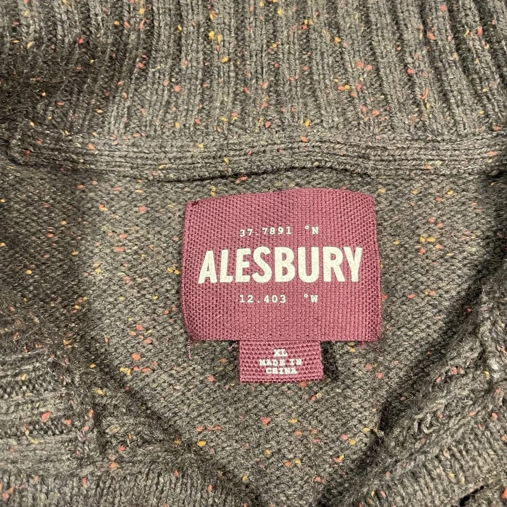 Alesbury Sweater 1/4 Button Men's XL Brown Speckled Pullover Preppy Hipster Golf